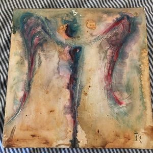 Angel abstract painting on wood, decorative